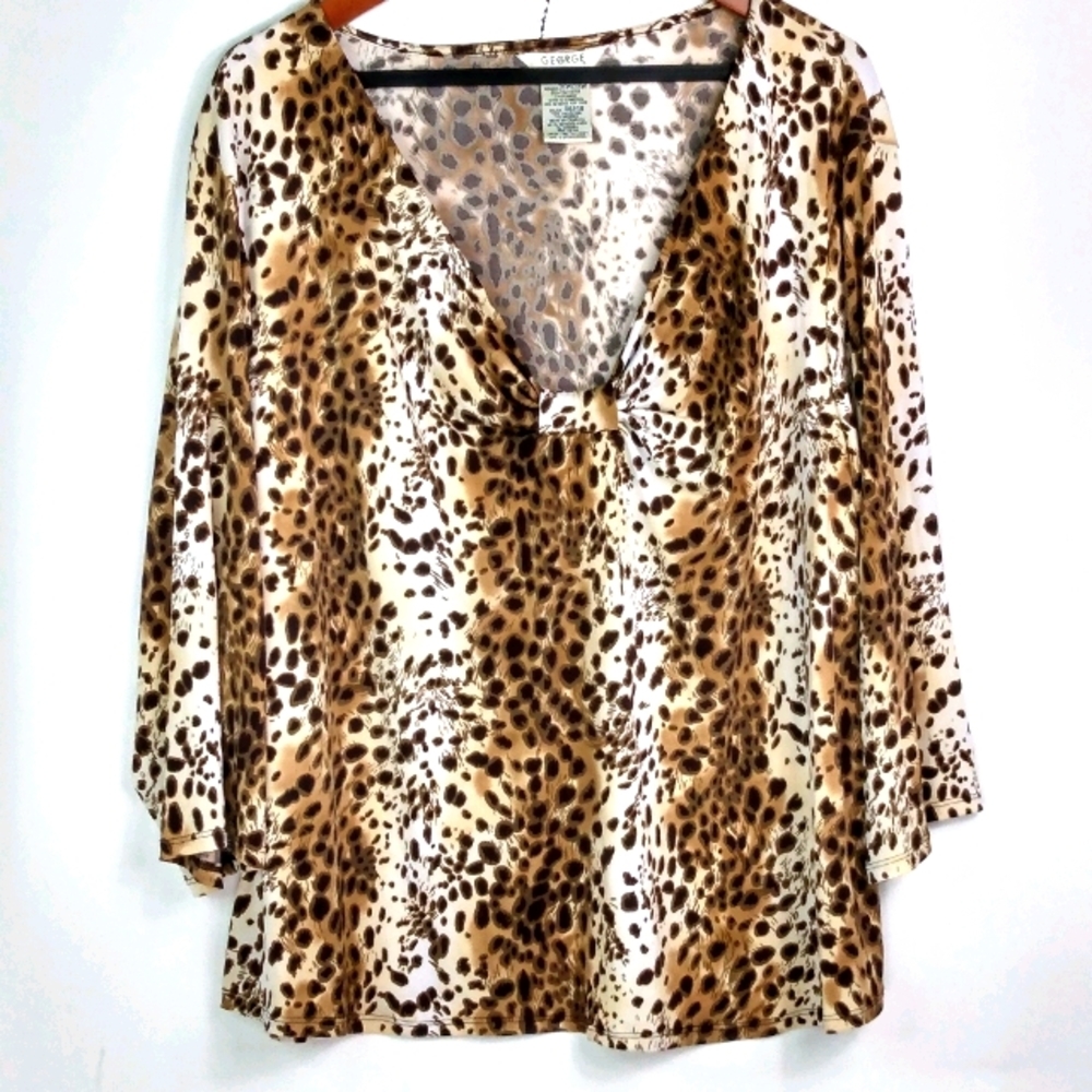 George 26 28 Brown Leopard Tunic Top Plus